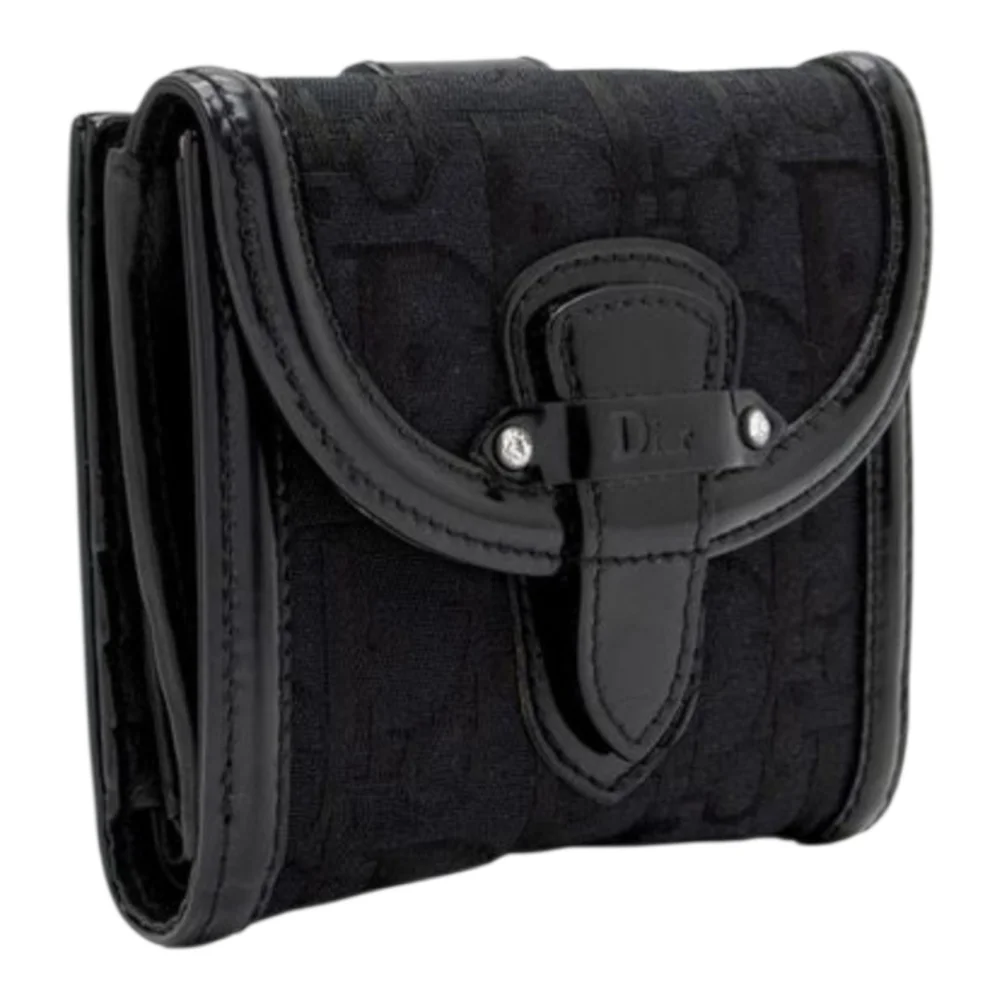 Christian Dior Trotter Oblique Jacquard Compact Wallet With Crystals